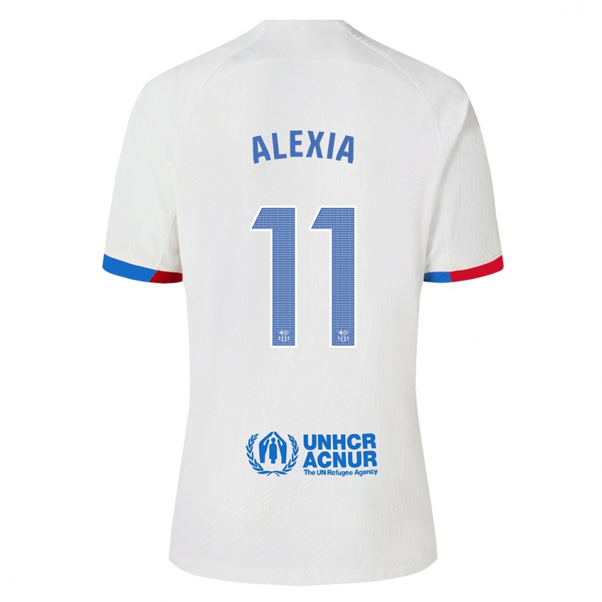 Vaikiškas Alexia Putellas #11 Baltas Išvykos Marškinėliai 2023/24 T-Shirt