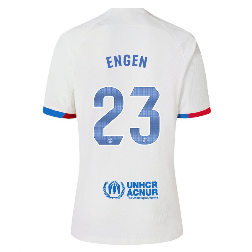 Vaikiškas Ingrid Engen #23 Baltas Išvykos Marškinėliai 2023/24 T-Shirt