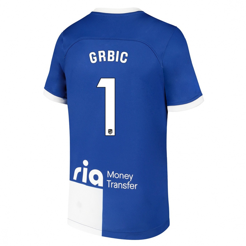 Vaikiškas Ivo Grbic #1 Mėlyna Balta Išvykos Marškinėliai 2023/24 T-Shirt