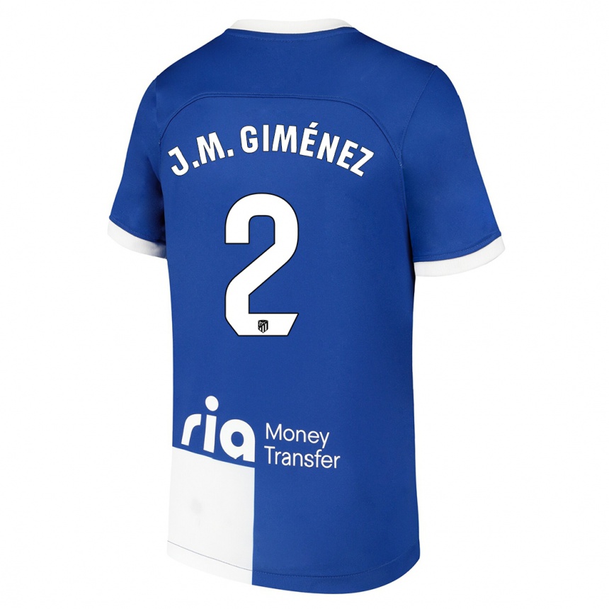 Vaikiškas Jose Maria Gimenez #2 Mėlyna Balta Išvykos Marškinėliai 2023/24 T-Shirt