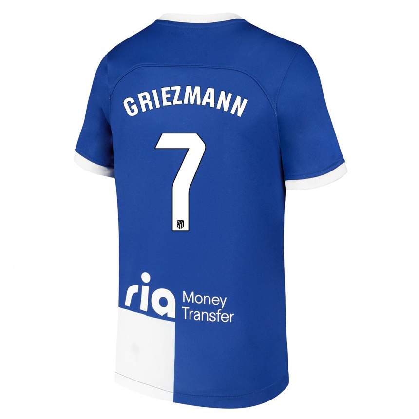 Vaikiškas Antoine Griezmann #7 Mėlyna Balta Išvykos Marškinėliai 2023/24 T-Shirt