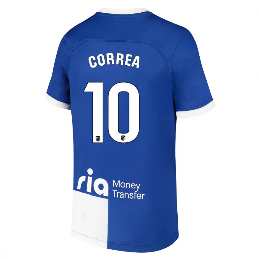 Vaikiškas Angel Correa #10 Mėlyna Balta Išvykos Marškinėliai 2023/24 T-Shirt