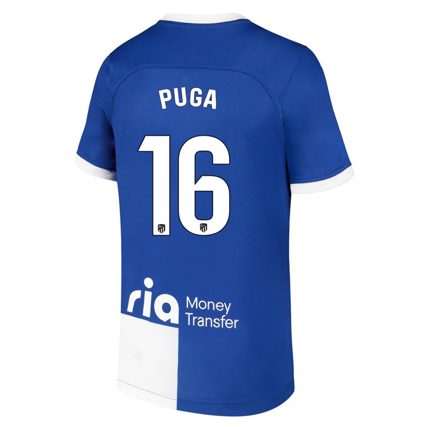 Vaikiškas Carlos Puga #16 Mėlyna Balta Išvykos Marškinėliai 2023/24 T-Shirt