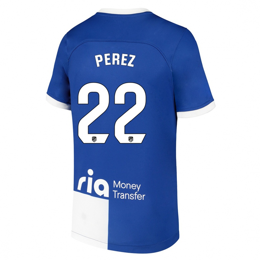 Vaikiškas Pablo Pérez #22 Mėlyna Balta Išvykos Marškinėliai 2023/24 T-Shirt