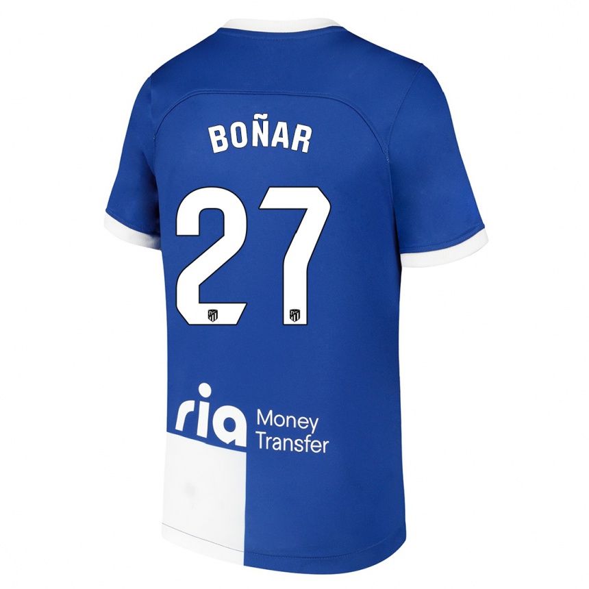 Vaikiškas Javier Boñar #27 Mėlyna Balta Išvykos Marškinėliai 2023/24 T-Shirt