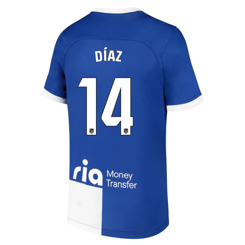 Vaikiškas Javier Díaz #14 Mėlyna Balta Išvykos Marškinėliai 2023/24 T-Shirt