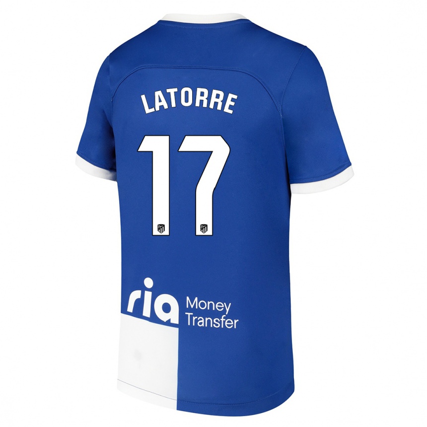 Vaikiškas Barbara Latorre #17 Mėlyna Balta Išvykos Marškinėliai 2023/24 T-Shirt