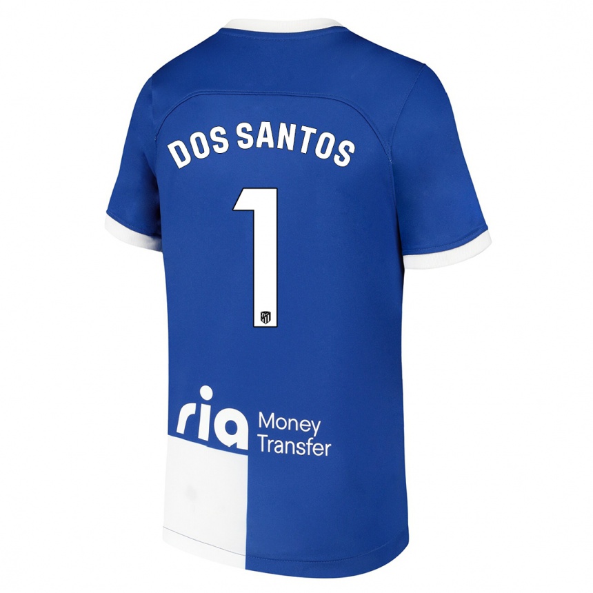 Vaikiškas Alex Dos Santos #1 Mėlyna Balta Išvykos Marškinėliai 2023/24 T-Shirt