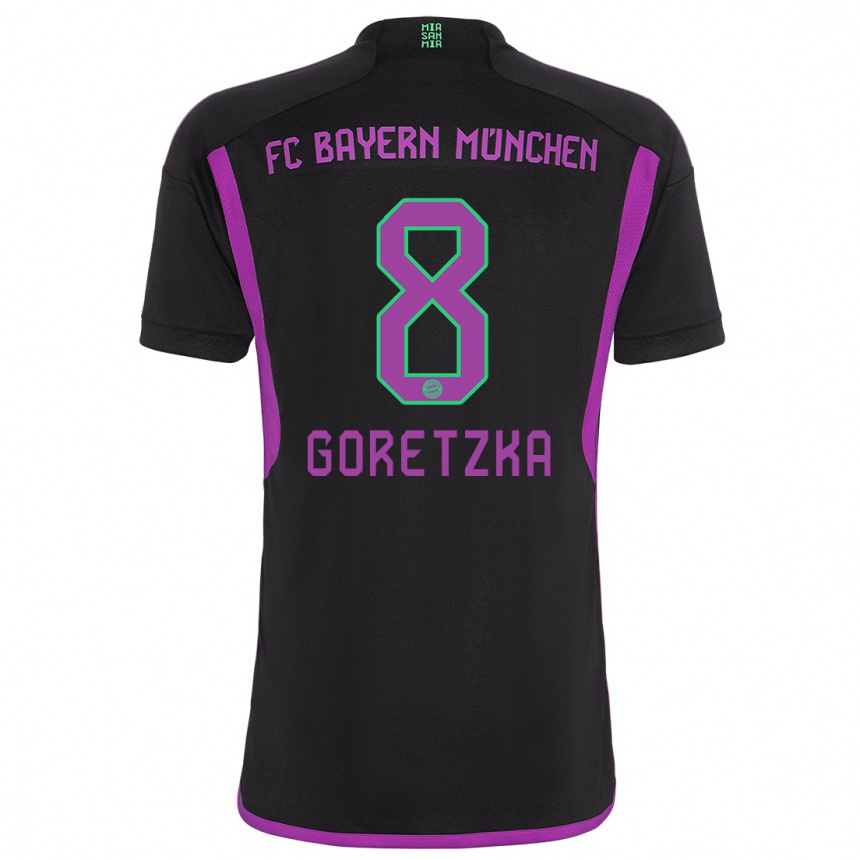 Vaikiškas Leon Goretzka #8 Juoda Išvykos Marškinėliai 2023/24 T-Shirt