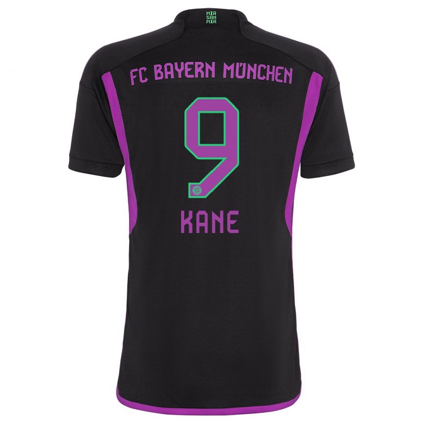 Vaikiškas Harry Kane #9 Juoda Išvykos Marškinėliai 2023/24 T-Shirt