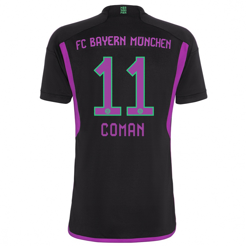 Vaikiškas Kingsley Coman #11 Juoda Išvykos Marškinėliai 2023/24 T-Shirt