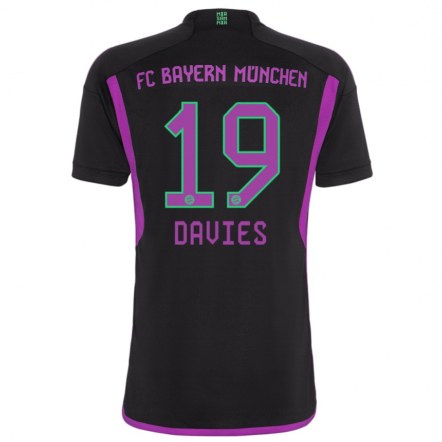 Vaikiškas Alphonso Davies #19 Juoda Išvykos Marškinėliai 2023/24 T-Shirt