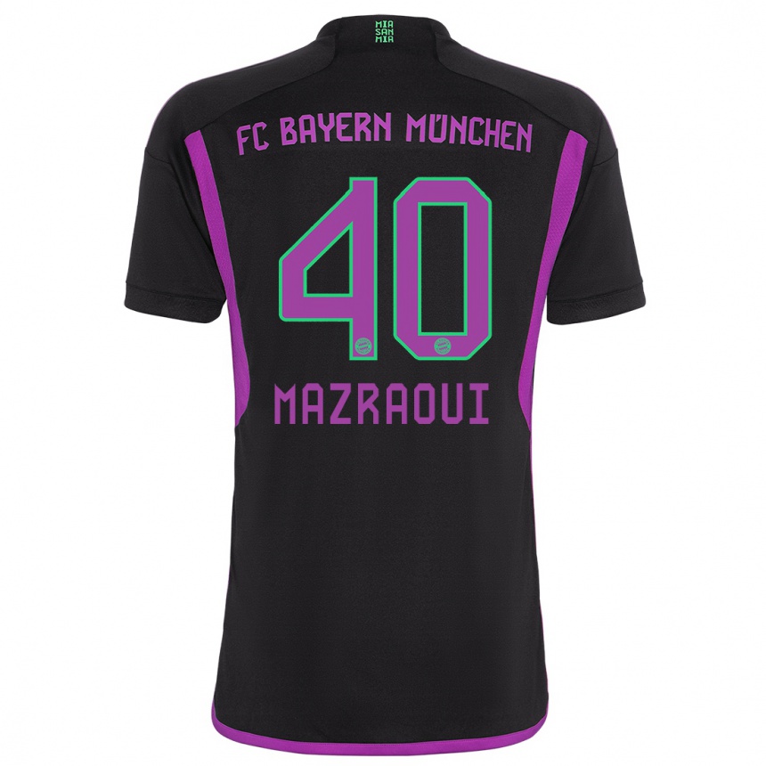 Vaikiškas Noussair Mazraoui #40 Juoda Išvykos Marškinėliai 2023/24 T-Shirt