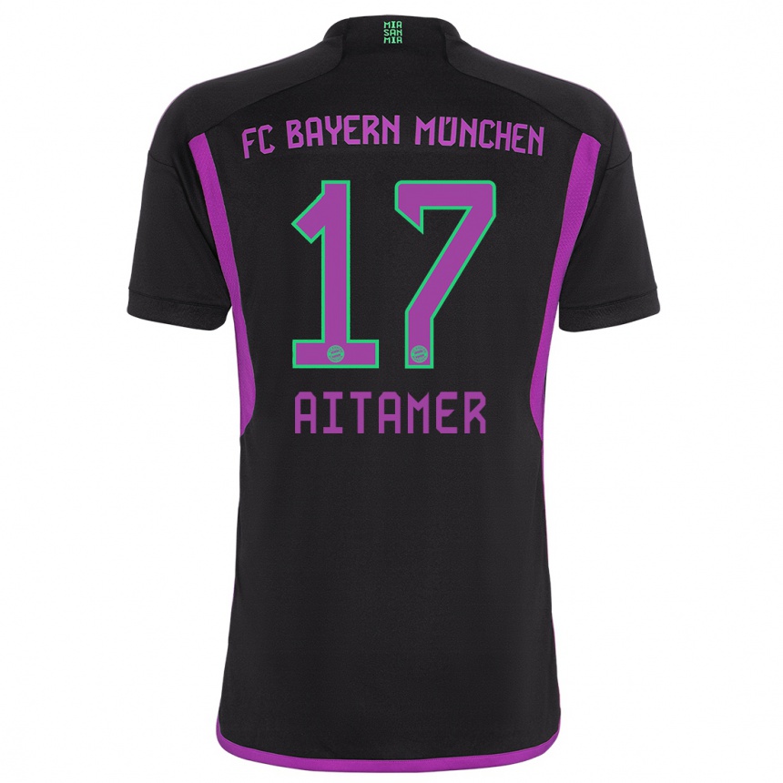 Vaikiškas Younes Aitamer #17 Juoda Išvykos Marškinėliai 2023/24 T-Shirt