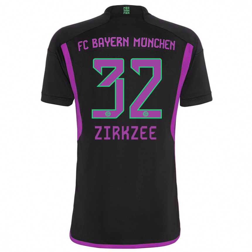 Vaikiškas Joshua Zirkzee #32 Juoda Išvykos Marškinėliai 2023/24 T-Shirt