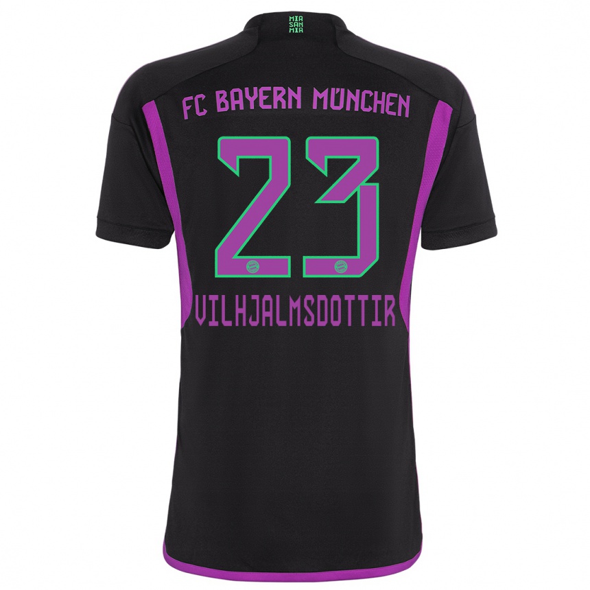 Vaikiškas Karolina Lea Vilhjalmsdottir #23 Juoda Išvykos Marškinėliai 2023/24 T-Shirt