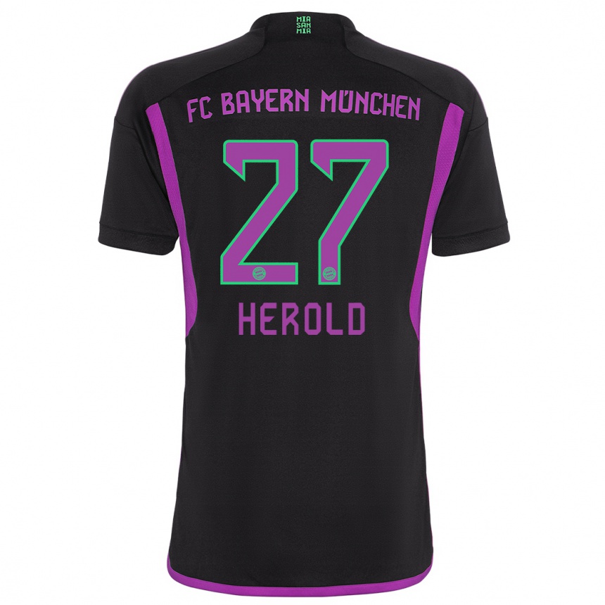 Vaikiškas David Herold #27 Juoda Išvykos Marškinėliai 2023/24 T-Shirt