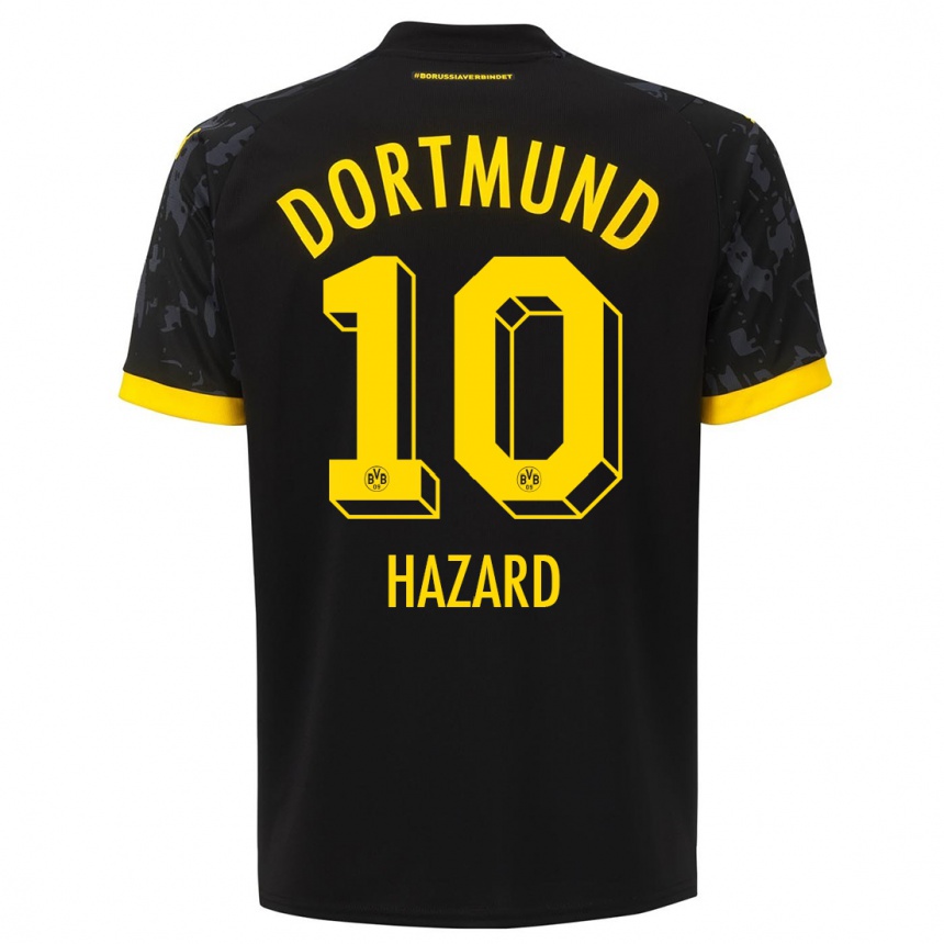 Vaikiškas Thorgan Hazard #10 Juoda Išvykos Marškinėliai 2023/24 T-Shirt