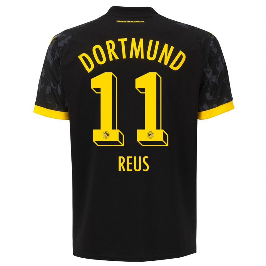 Vaikiškas Marco Reus #11 Juoda Išvykos Marškinėliai 2023/24 T-Shirt