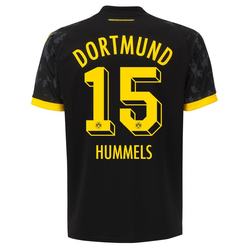 Vaikiškas Mats Hummels #15 Juoda Išvykos Marškinėliai 2023/24 T-Shirt