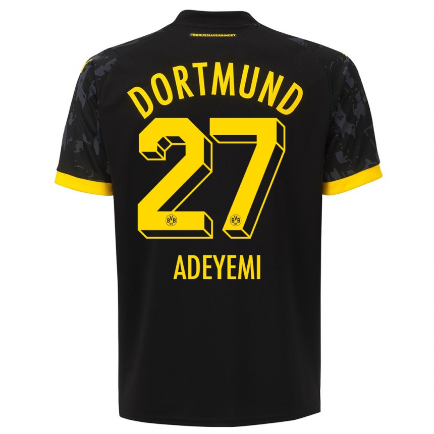 Vaikiškas Karim Adeyemi #27 Juoda Išvykos Marškinėliai 2023/24 T-Shirt