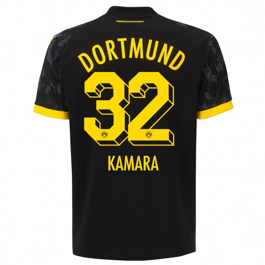 Vaikiškas Abdoulaye Kamara #32 Juoda Išvykos Marškinėliai 2023/24 T-Shirt