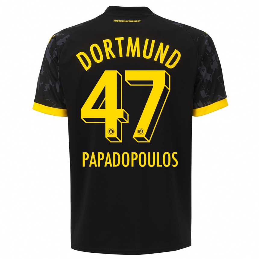 Vaikiškas Antonios Papadopoulos #47 Juoda Išvykos Marškinėliai 2023/24 T-Shirt