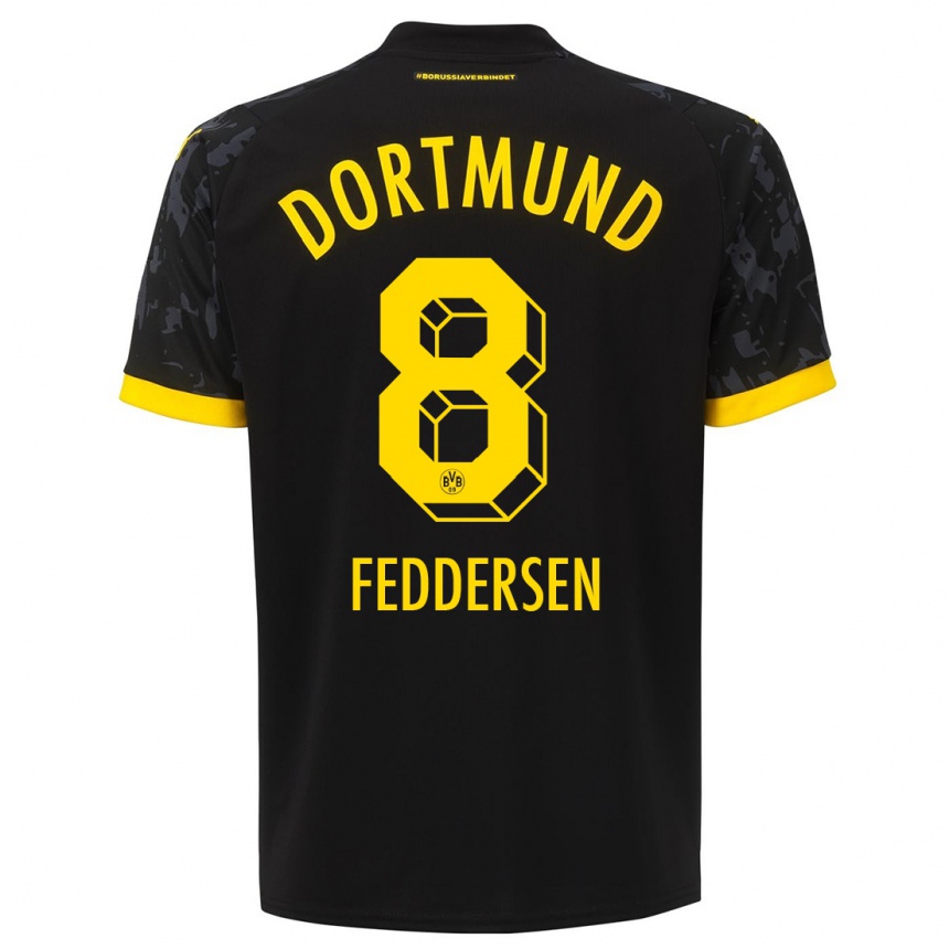 Vaikiškas Jonas Feddersen #8 Juoda Išvykos Marškinėliai 2023/24 T-Shirt