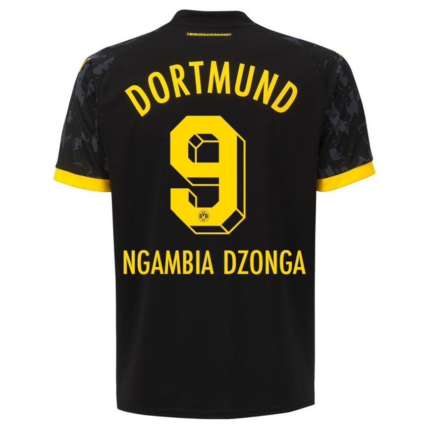 Vaikiškas Diego Ngambia Dzonga #9 Juoda Išvykos Marškinėliai 2023/24 T-Shirt