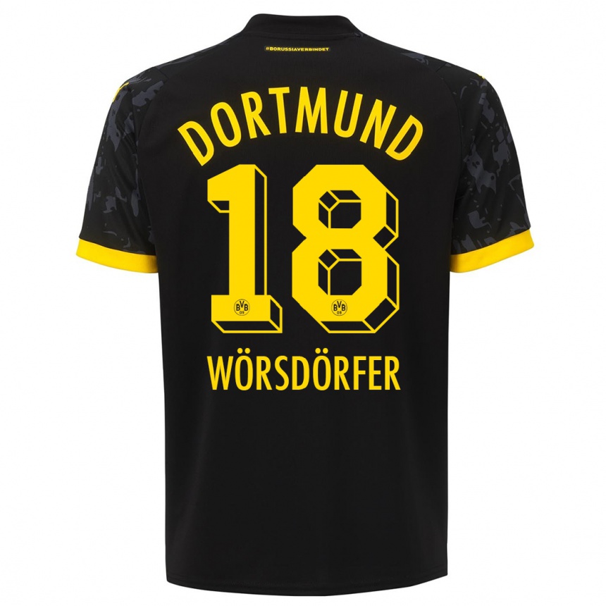 Vaikiškas Len Wörsdörfer #18 Juoda Išvykos Marškinėliai 2023/24 T-Shirt