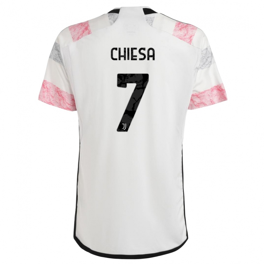 Vaikiškas Federico Chiesa #7 Balta Rožinė Išvykos Marškinėliai 2023/24 T-Shirt