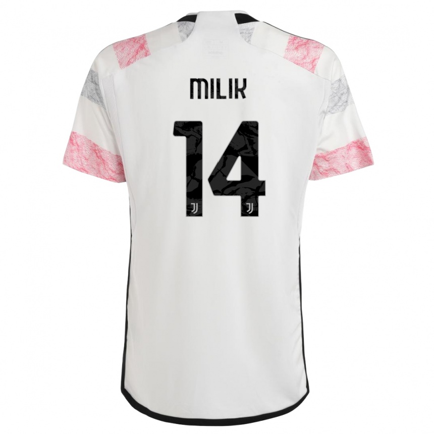 Vaikiškas Arkadiusz Milik #14 Balta Rožinė Išvykos Marškinėliai 2023/24 T-Shirt