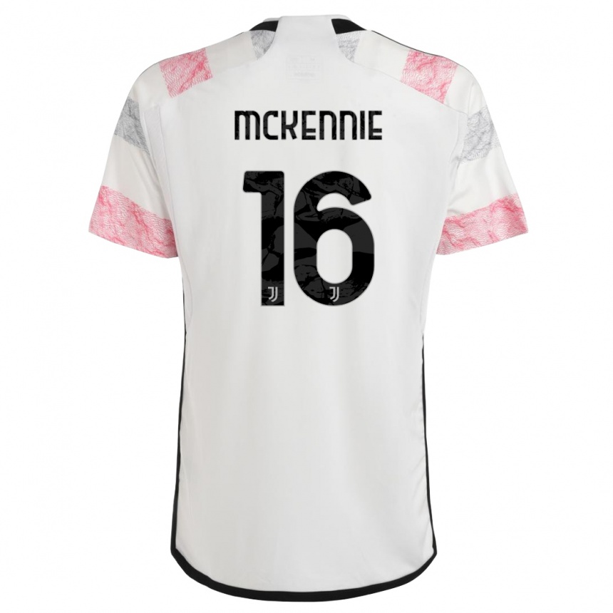 Vaikiškas Weston Mckennie #16 Balta Rožinė Išvykos Marškinėliai 2023/24 T-Shirt