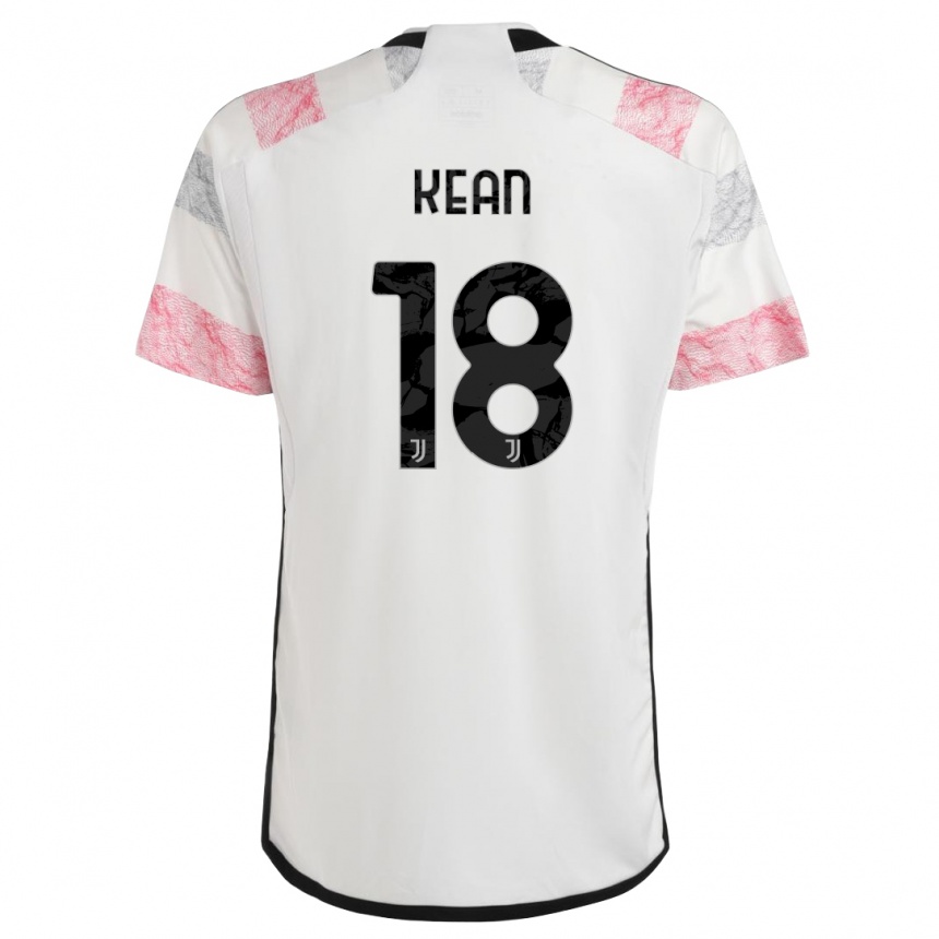 Vaikiškas Moise Kean #18 Balta Rožinė Išvykos Marškinėliai 2023/24 T-Shirt