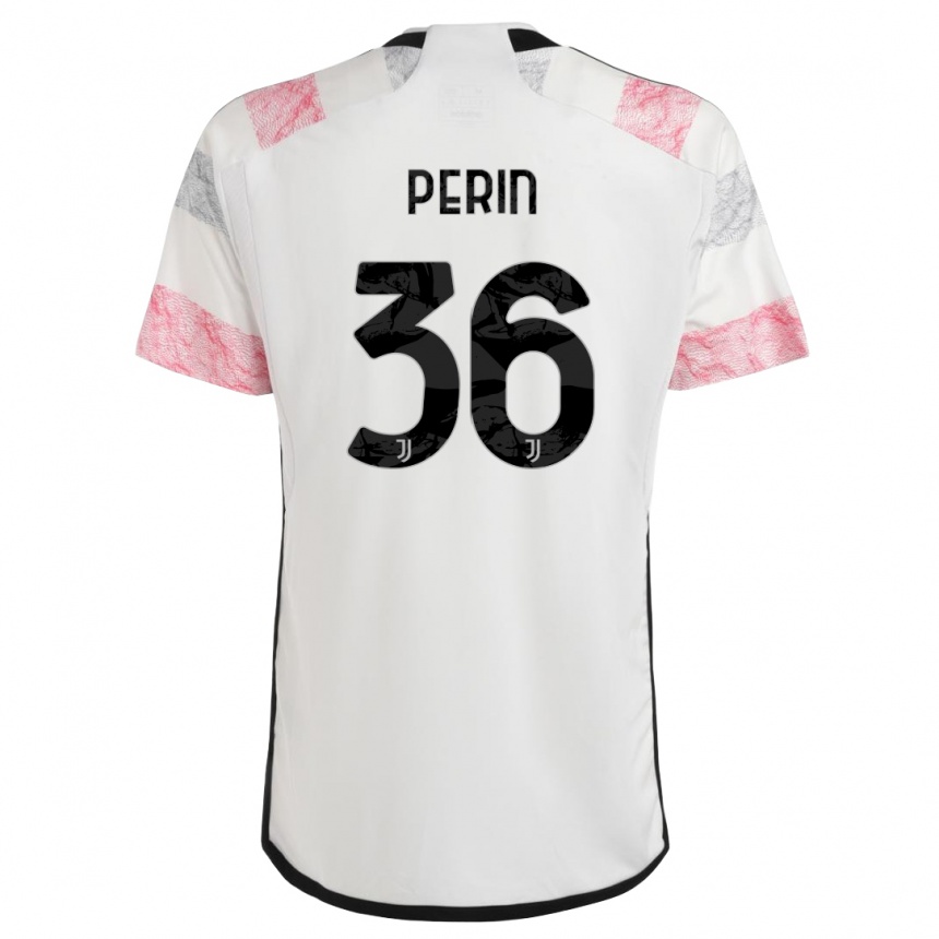 Vaikiškas Mattia Perin #36 Balta Rožinė Išvykos Marškinėliai 2023/24 T-Shirt