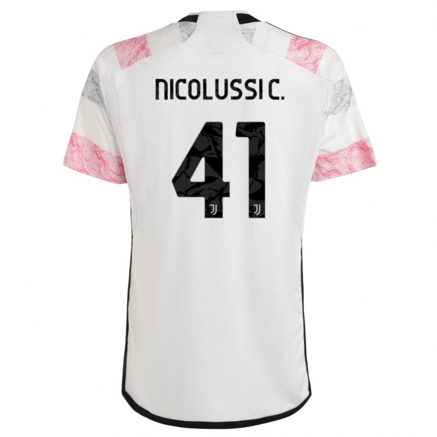 Vaikiškas Hans Nicolussi Caviglia #41 Balta Rožinė Išvykos Marškinėliai 2023/24 T-Shirt