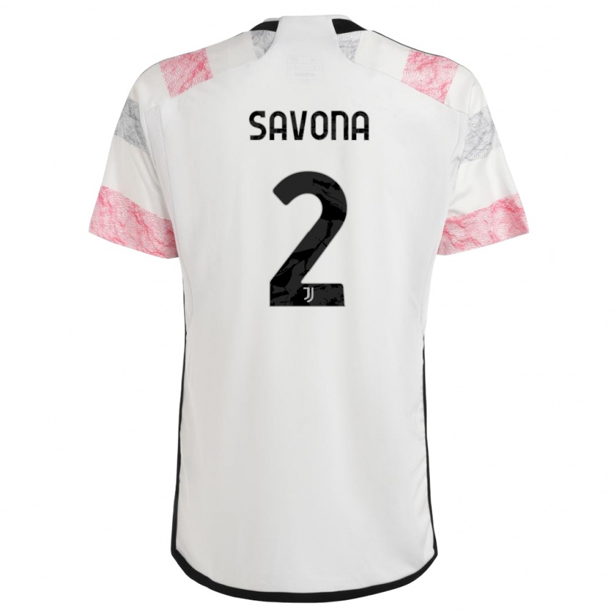 Vaikiškas Nicolo Savona #2 Balta Rožinė Išvykos Marškinėliai 2023/24 T-Shirt