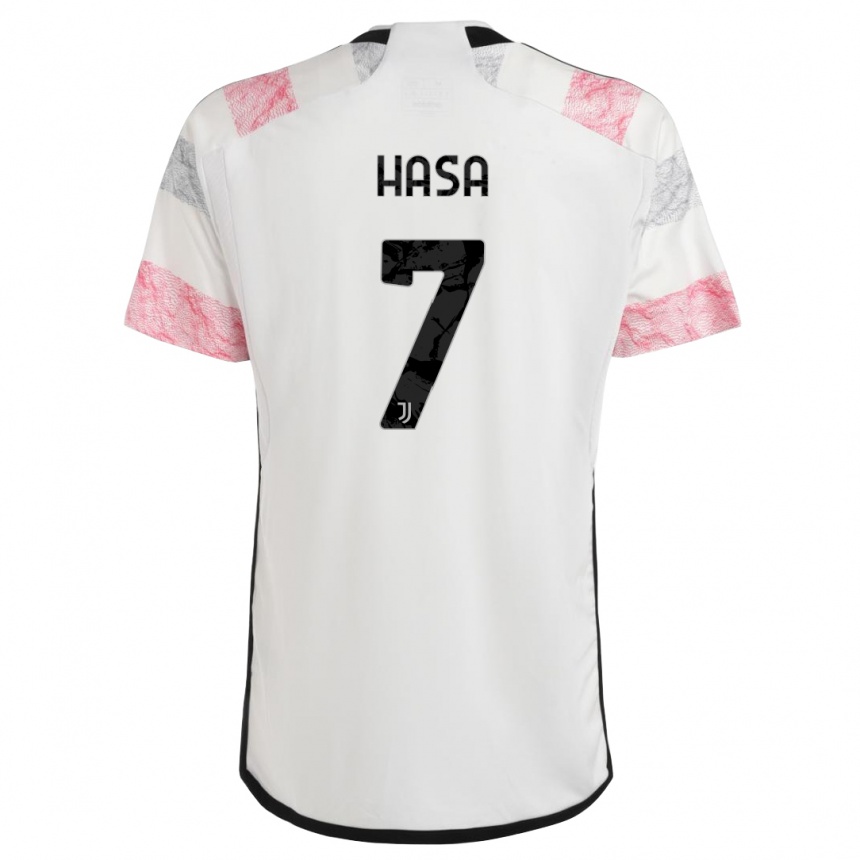 Vaikiškas Luis Hasa #7 Balta Rožinė Išvykos Marškinėliai 2023/24 T-Shirt