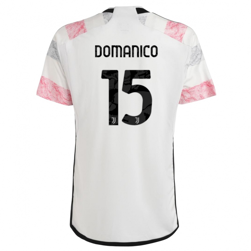 Vaikiškas Saverio Domanico #15 Balta Rožinė Išvykos Marškinėliai 2023/24 T-Shirt