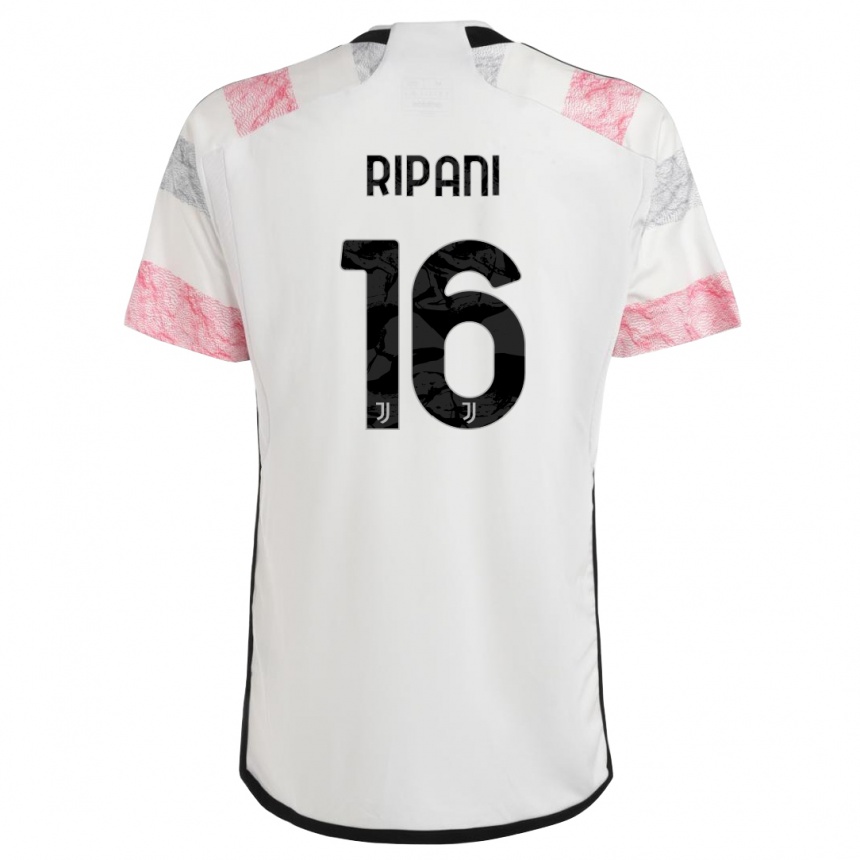 Vaikiškas Diego Ripani #16 Balta Rožinė Išvykos Marškinėliai 2023/24 T-Shirt