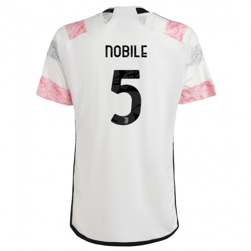 Vaikiškas Riccardo Nobile #5 Balta Rožinė Išvykos Marškinėliai 2023/24 T-Shirt