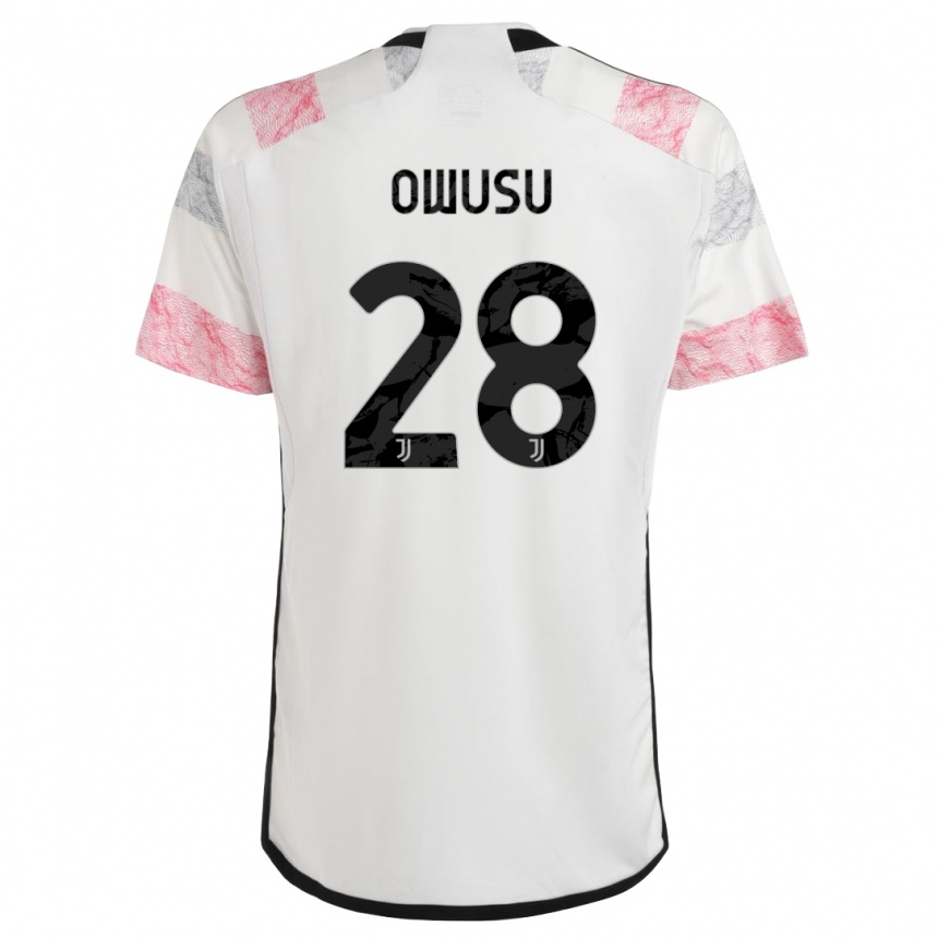 Vaikiškas Augusto Owusu #28 Balta Rožinė Išvykos Marškinėliai 2023/24 T-Shirt