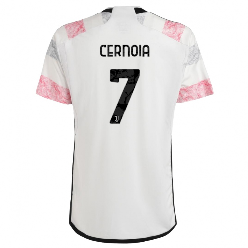 Vaikiškas Valentina Cernoia #7 Balta Rožinė Išvykos Marškinėliai 2023/24 T-Shirt