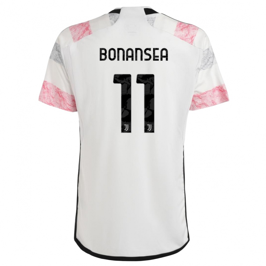 Vaikiškas Barbara Bonansea #11 Balta Rožinė Išvykos Marškinėliai 2023/24 T-Shirt