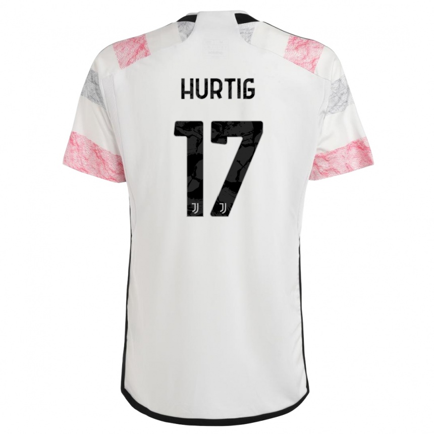 Vaikiškas Lina Hurtig #17 Balta Rožinė Išvykos Marškinėliai 2023/24 T-Shirt