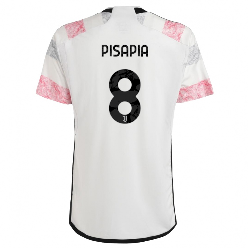 Vaikiškas Luciano Pisapia #8 Balta Rožinė Išvykos Marškinėliai 2023/24 T-Shirt