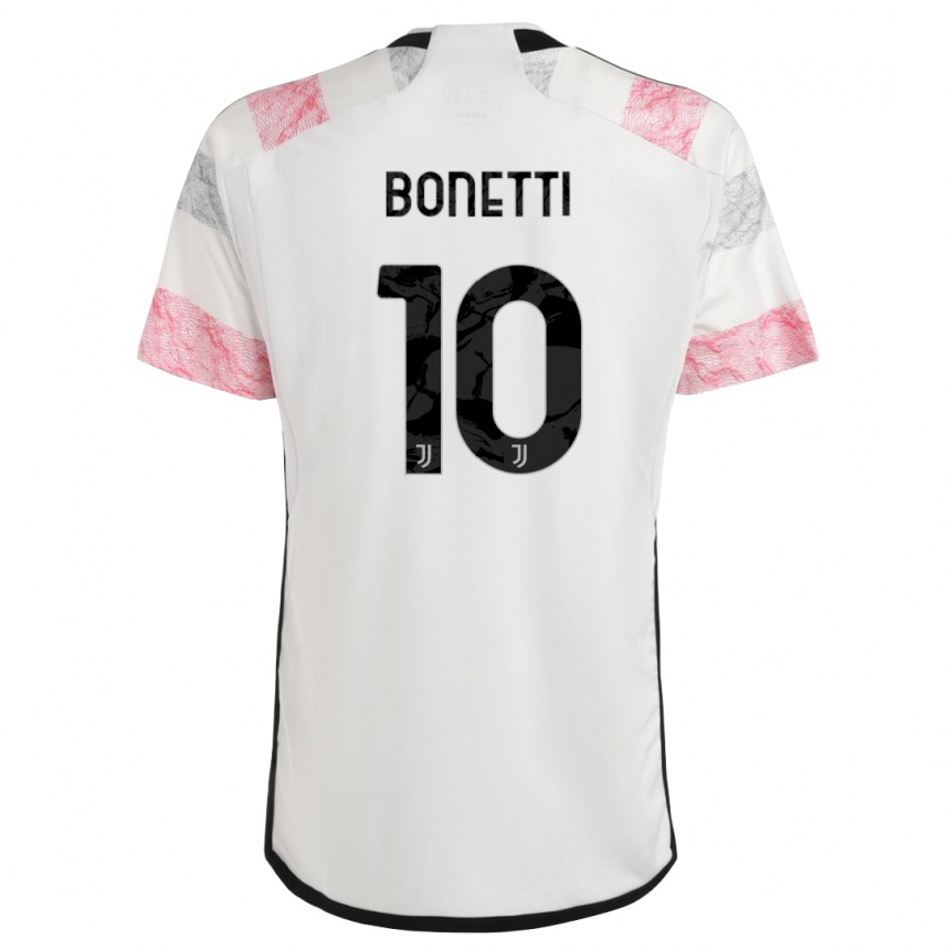 Vaikiškas Andrea Bonetti #10 Balta Rožinė Išvykos Marškinėliai 2023/24 T-Shirt