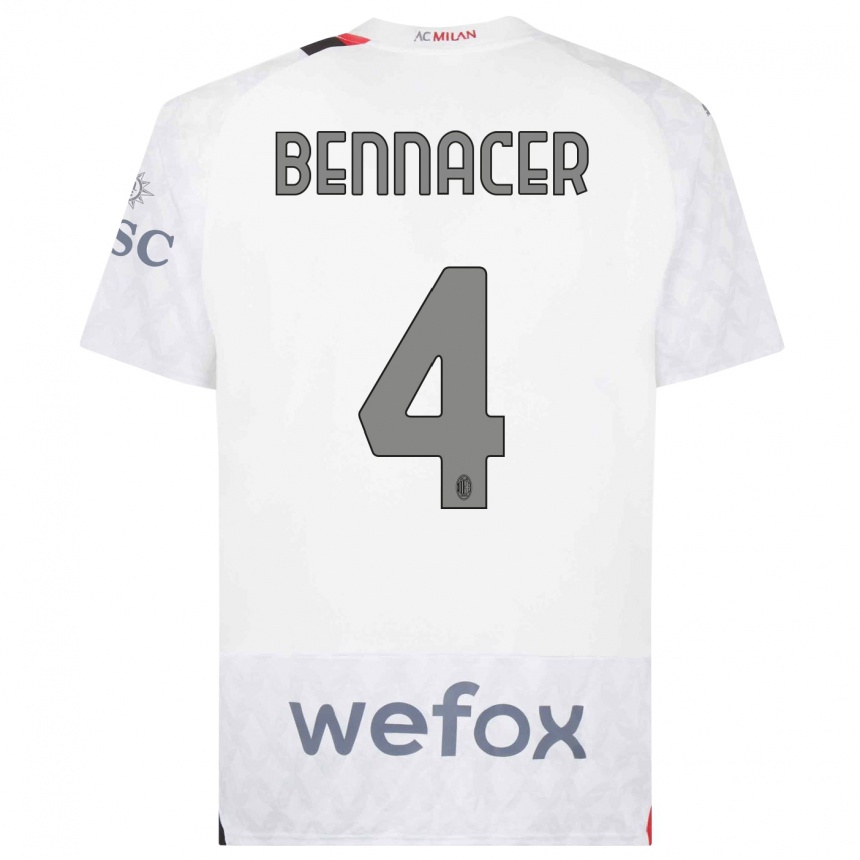 Vaikiškas Ismael Bennacer #4 Baltas Išvykos Marškinėliai 2023/24 T-Shirt