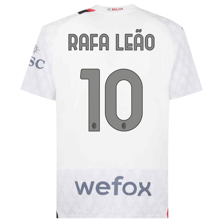 Vaikiškas Rafael Leao #10 Baltas Išvykos Marškinėliai 2023/24 T-Shirt