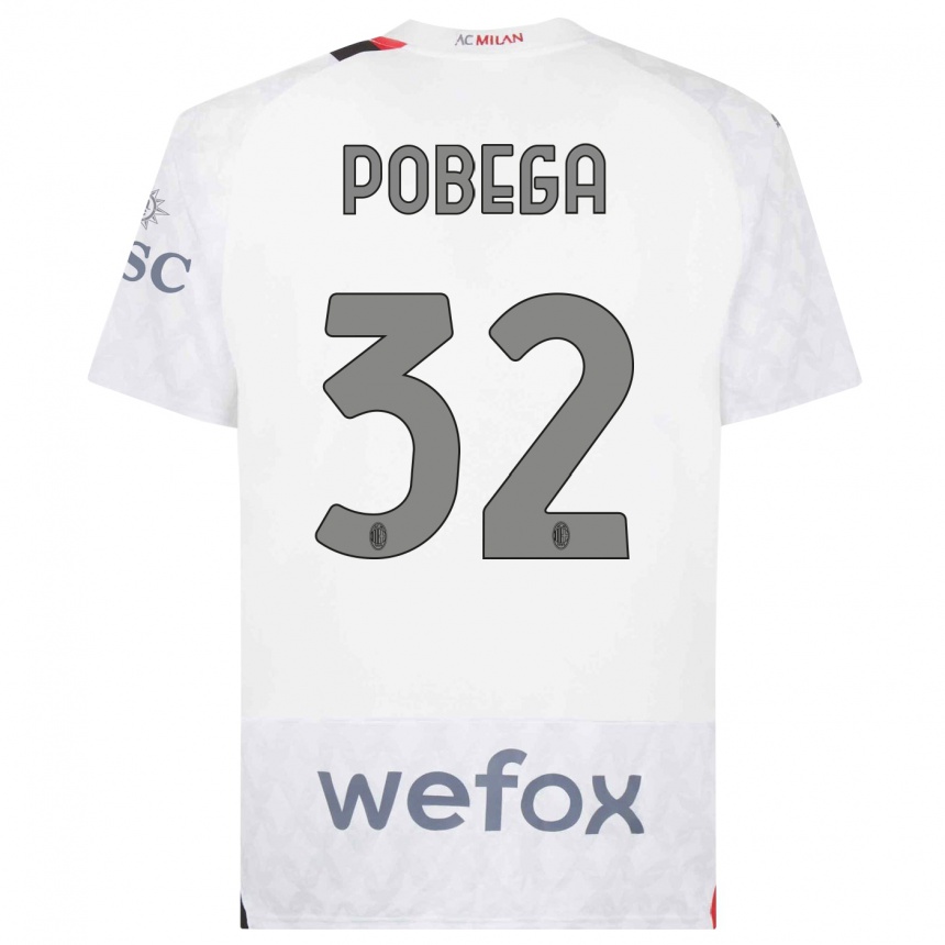 Vaikiškas Tommaso Pobega #32 Baltas Išvykos Marškinėliai 2023/24 T-Shirt